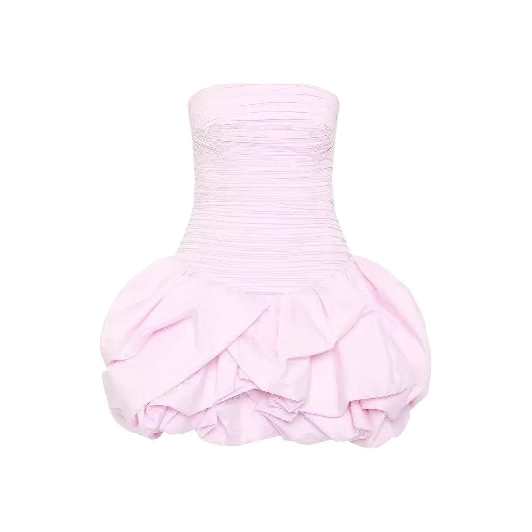 Nouvelle Robe Courte Plissée Sans Bretelles, Style Ludique pour Femmes - IVOIRART.COM