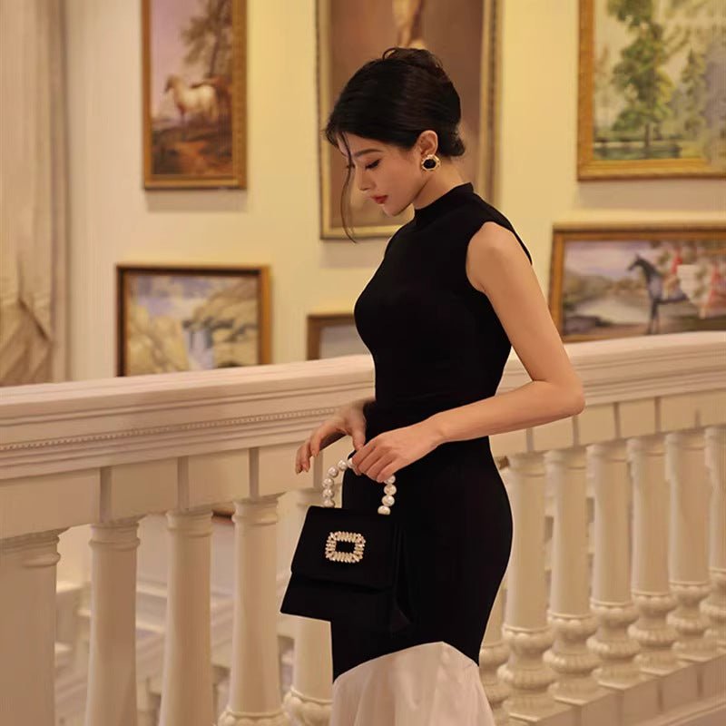 Nouvelle Robe Maxi Noire Femme d'Été Sans Manches Cintrée Élégante à Queue de Poisson - IVOIRART.COM