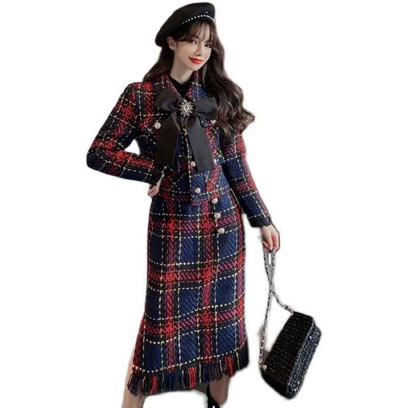 Nouvelle tenue tweed courte top taille haute jupe slim ensemble vintage chic2026 - IVOIRART.COM