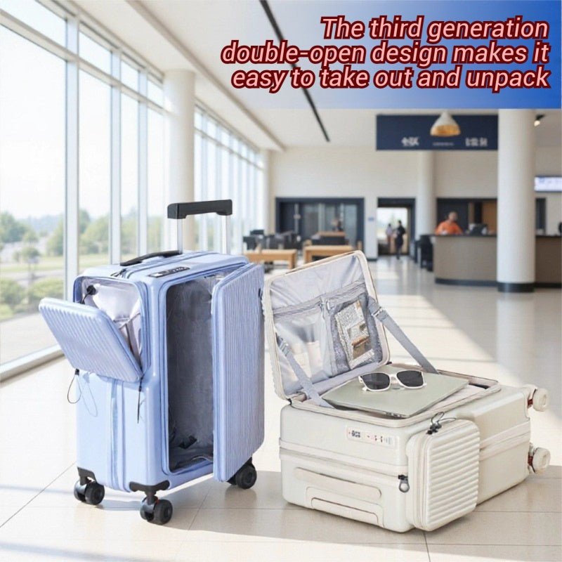 Nouvelle valise cabine 20" et 24", compartiment spacieux, ouverture latérale, poignée télescopique, roues universelles silencieuses, serrure à code - IVOIRART.COM