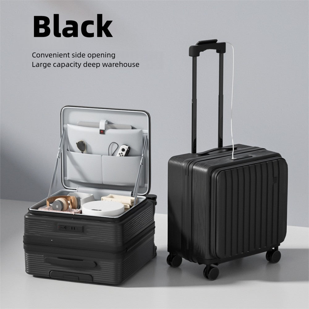 Nouvelle Valise de Voyage 20 Pouces, Ouverture Latérale, USB, Porte-gobelet - IVOIRART.COM