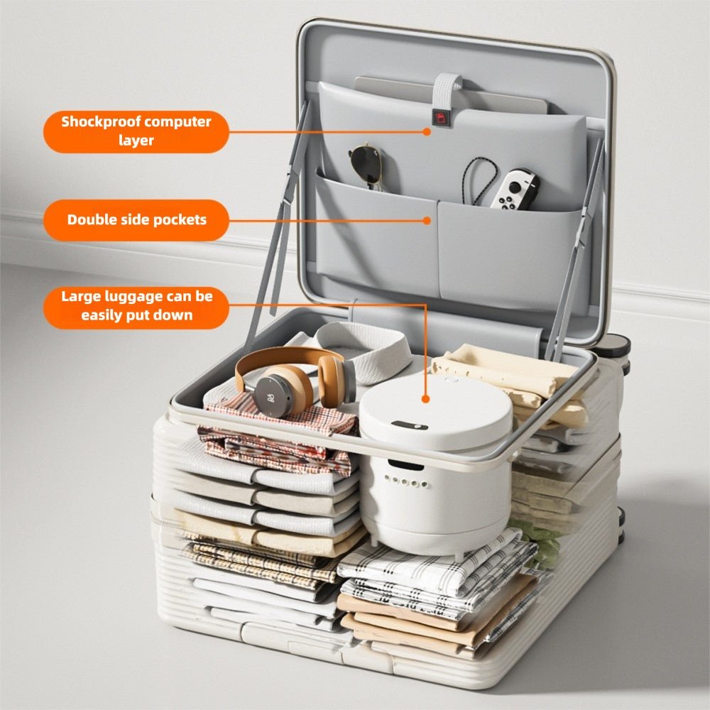 Nouvelle Valise de Voyage 20 Pouces, Ouverture Latérale, USB, Porte-gobelet - IVOIRART.COM