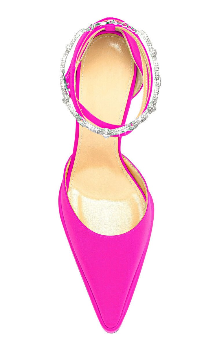 Nouvelles Sandales à Talons Épais à Bride et Bout Pointu Ornées de Strass - IVOIRART.COM