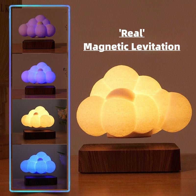 Novelty Night Light Magnetic Levitation Cloud Lamp Creativity Floating 3D Print Bulb Desk Decoration Birthday Gift - IVOIRART.COM
