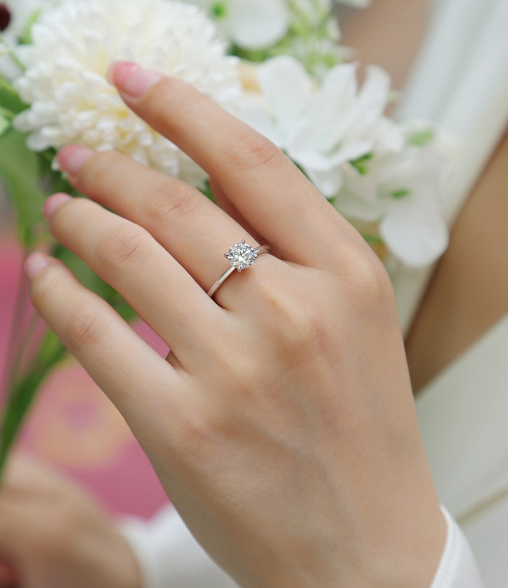Oath - Set With 1-2 Carat Top-quality Moissanite S925 Silver And Platinum-plated Diamond Wedding Ring. The Ring Can Be Tested With A Diamond Pen. Gold Rose Gold - IVOIRART.COM