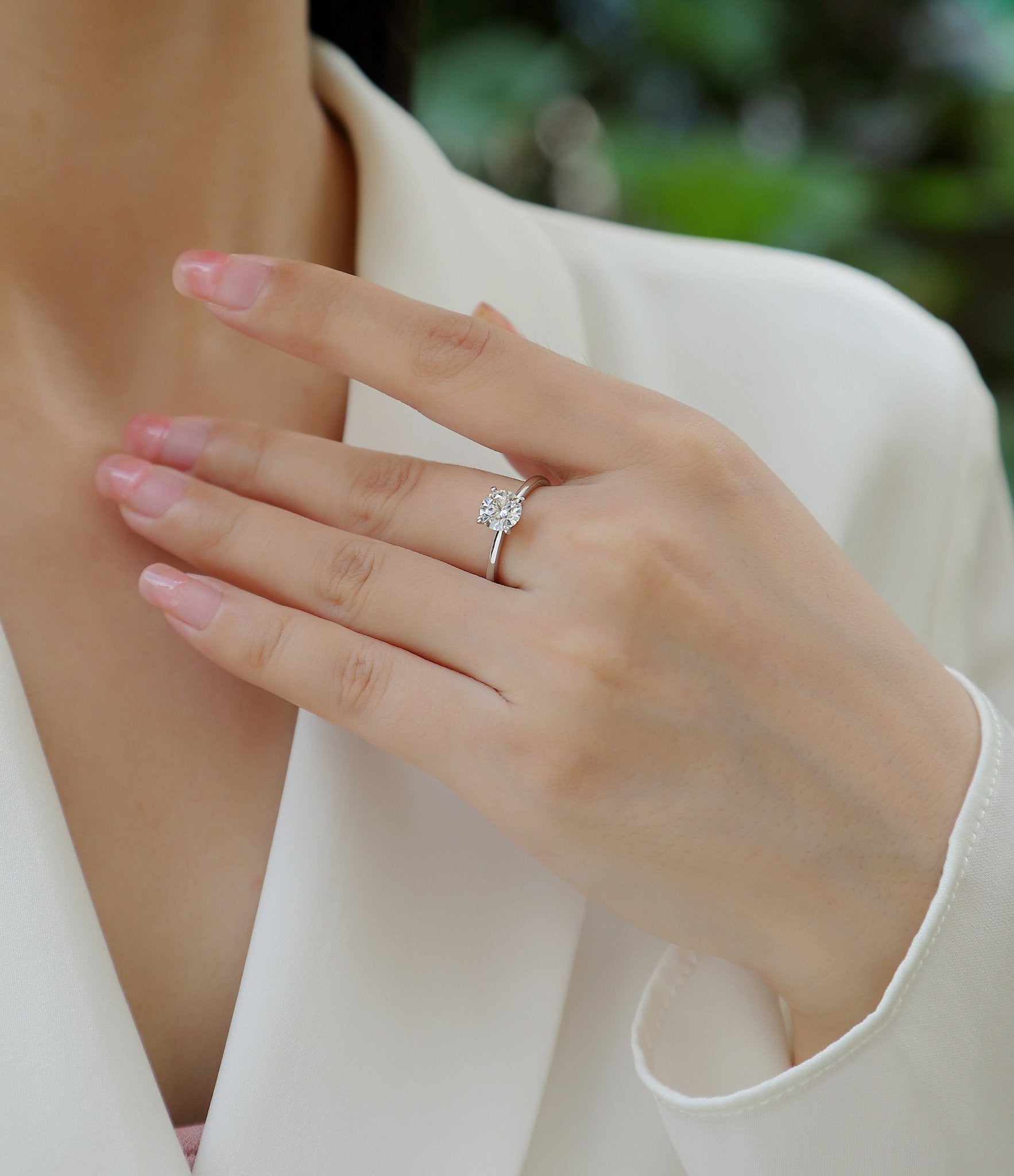 Oath - Set With 1-2 Carat Top-quality Moissanite S925 Silver And Platinum-plated Diamond Wedding Ring. The Ring Can Be Tested With A Diamond Pen. Gold Rose Gold - IVOIRART.COM