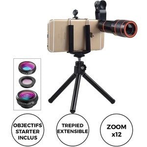 Objectif pour téléphone portable avec lentilles téléobjectif, fisheye, grand angle et macro 10x - IVOIRART.COM