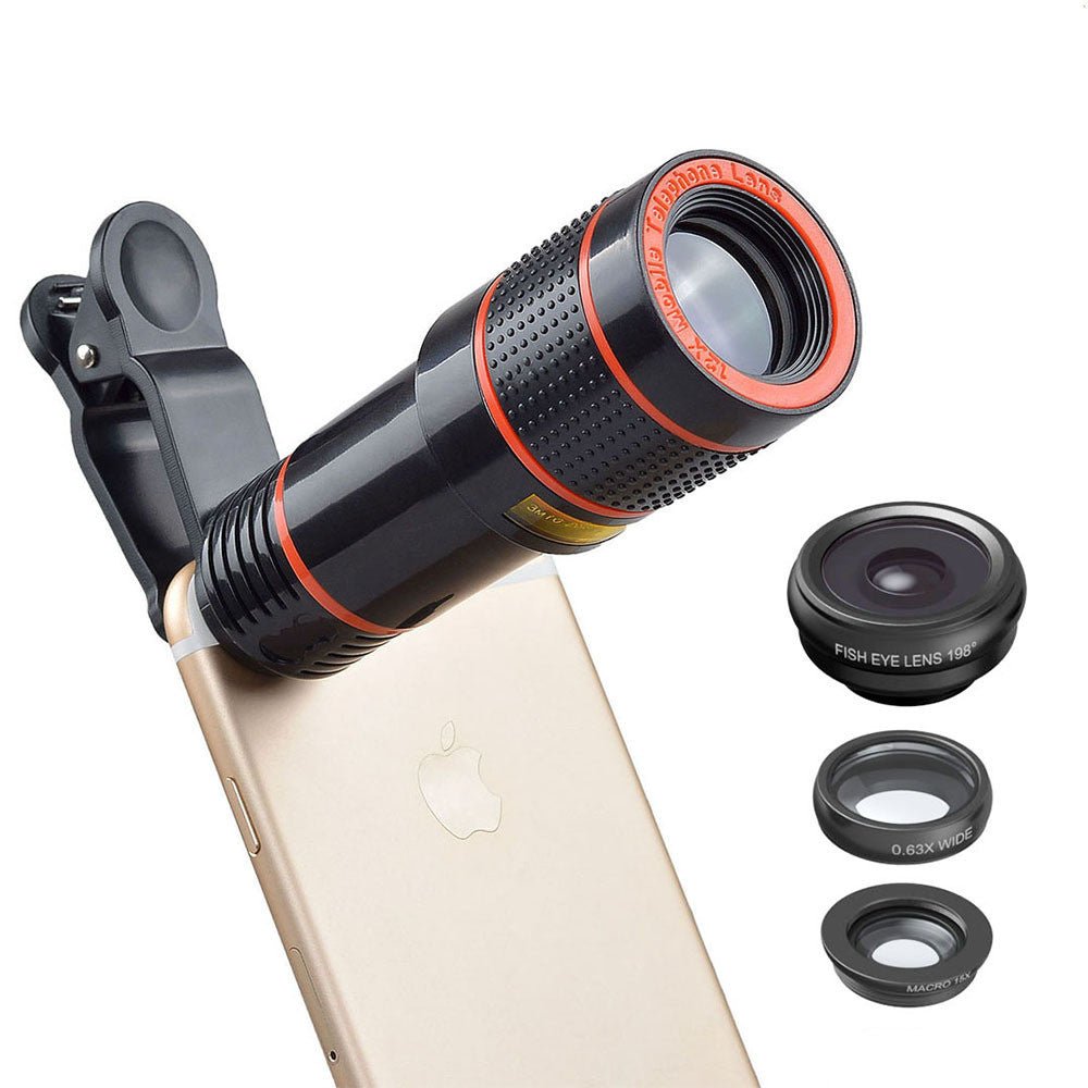 Objectif pour téléphone portable avec lentilles téléobjectif, fisheye, grand angle et macro 10x - IVOIRART.COM