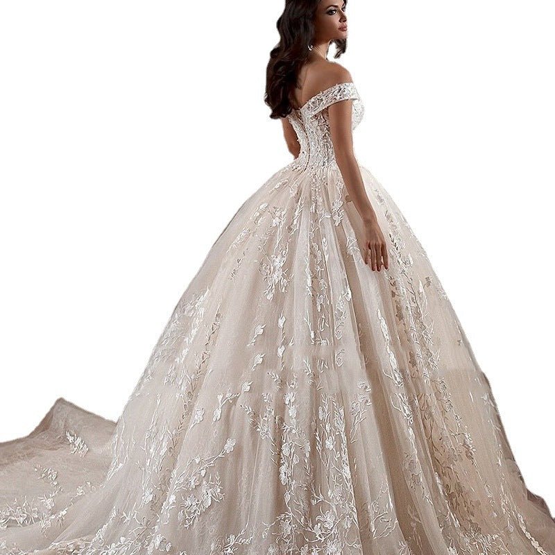 Off-shoulder French-style Bride Trailing Mori Style Simple Small Wedding Dress - IVOIRART.COM
