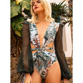 One Piece SwimsuitLong Sleeve Swimwear - IVOIRART.COM
