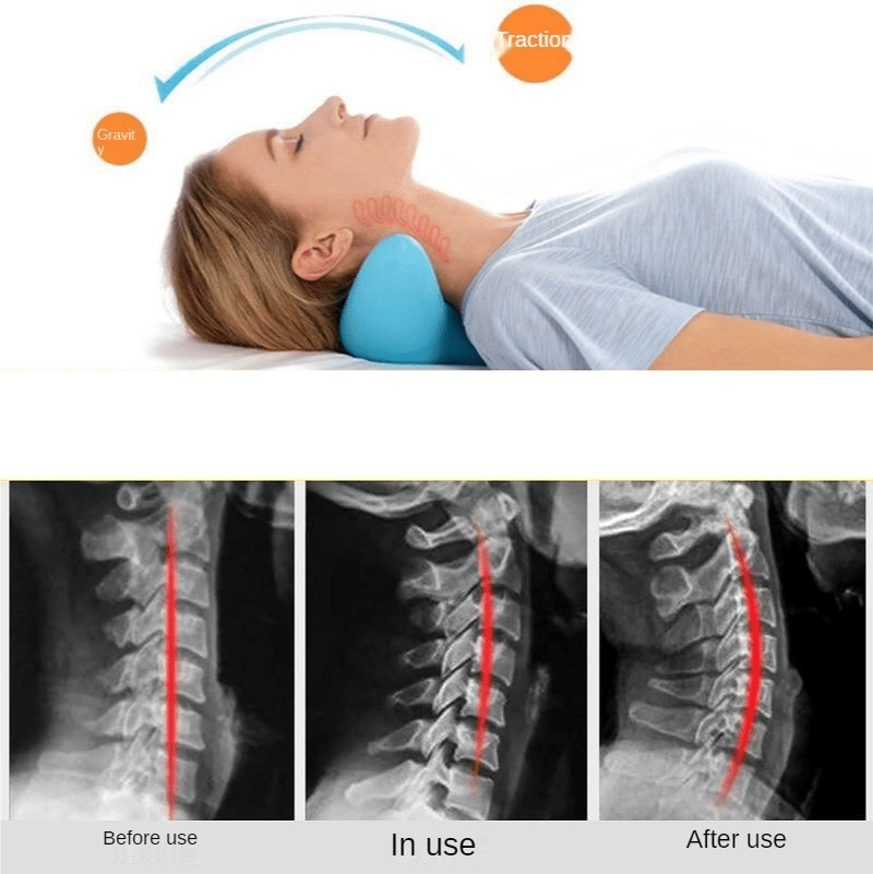 Oreiller de Massage Cervical par Gravité avec Acupression, Correcteur de Traction pour Cou, Épaules et Colonne Cervicale - IVOIRART.COM