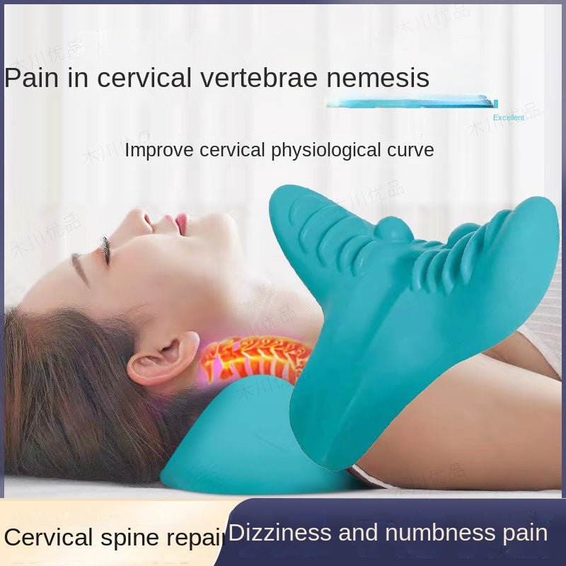 Oreiller de Massage Cervical par Gravité avec Acupression, Correcteur de Traction pour Cou, Épaules et Colonne Cervicale - IVOIRART.COM