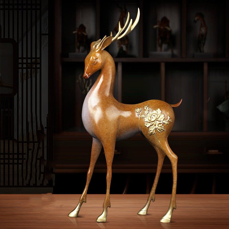 Ornements de Cerfs en Laiton Pur aux Neuf Couleurs, Grandeur Variée, Art Chinois - IVOIRART.COM