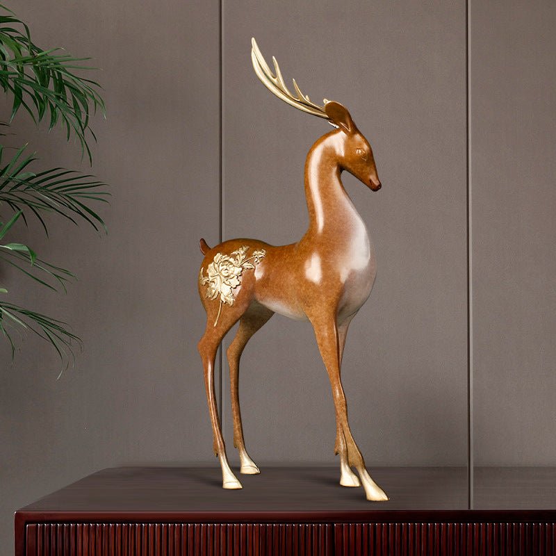 Ornements de Cerfs en Laiton Pur aux Neuf Couleurs, Grandeur Variée, Art Chinois - IVOIRART.COM