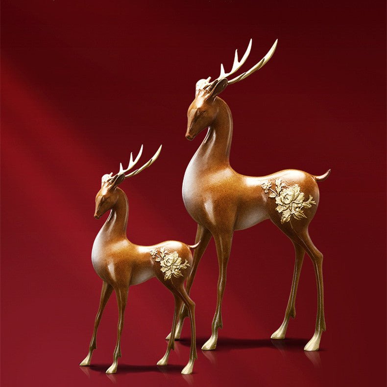 Ornements de Cerfs en Laiton Pur aux Neuf Couleurs, Grandeur Variée, Art Chinois - IVOIRART.COM