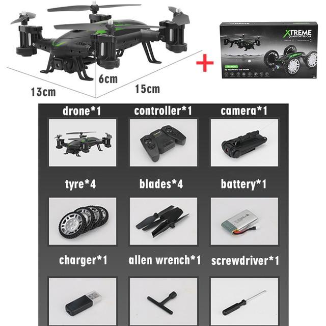 OTRC FY602 Voiture Drone Route Aérienne RC 2-en-1 Quadcoptère RC 2,4G 6-Axes 4CH Hélicoptère Caméra HD Haute Vitesse 4WD - IVOIRART.COM