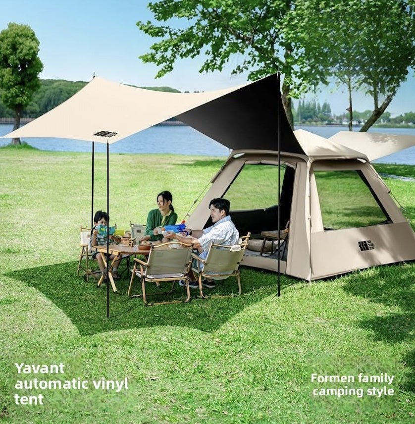 Outdoor Camping Tent, Portable Folding Canopy 2-in-1 Full Automatic Complete Camping Gear - IVOIRART.COM