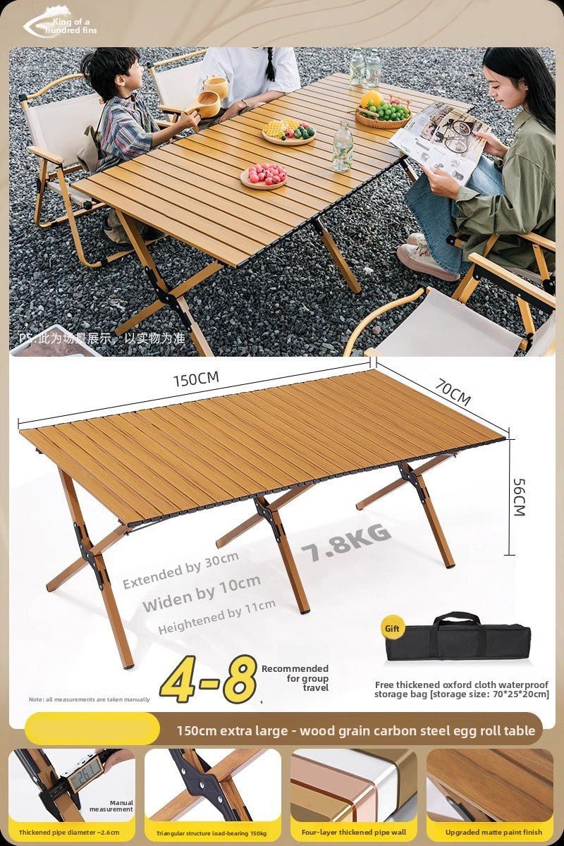 Outdoor Folding Table, Roll-up Table, Portable Tables And Chairs For Picnic, Outdoor Cooking, Barbecue And Camping - IVOIRART.COM