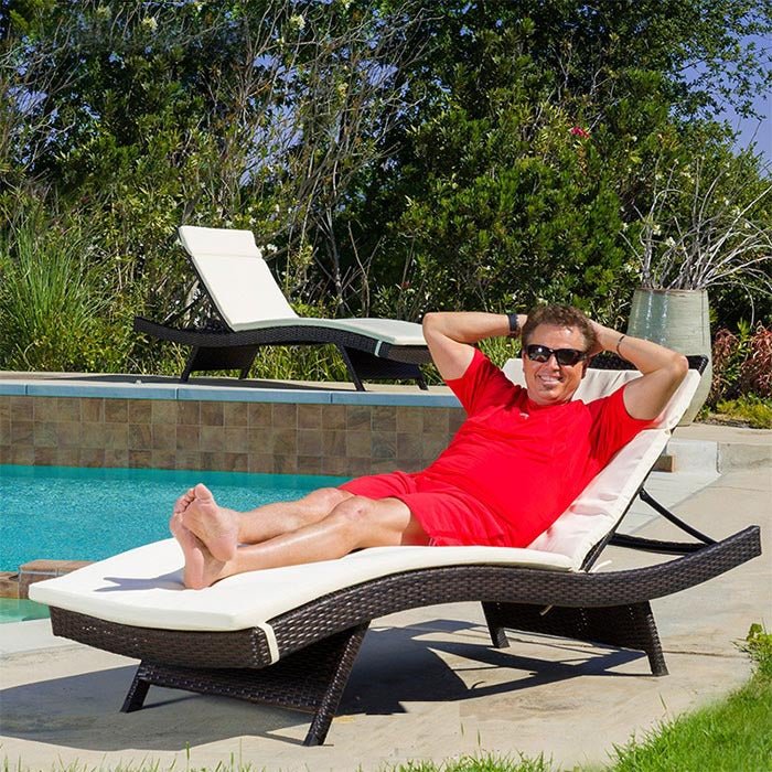 Outdoor Swimming Pool Hot Spring Bath Courtyard Leisure Rattan Deck Chair - IVOIRART.COM