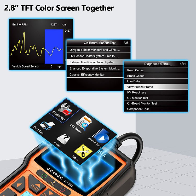 Outil de Diagnostic Véhicule Précis avec Écran Couleur TFT 2,8’’ et Protocoles Compatibles - IVOIRART.COM