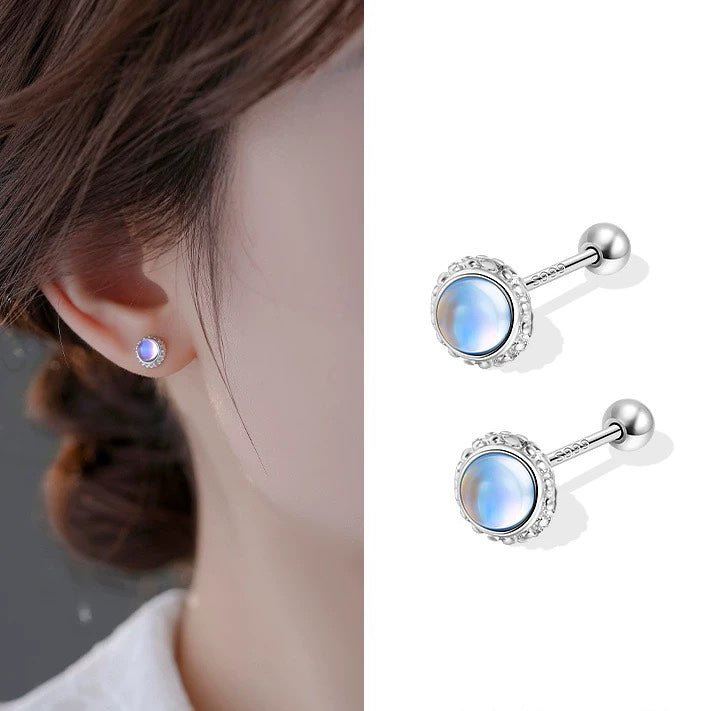 Paire de Boucles d'Oreilles en Argent Sterling 999 avec Pierre de Lune, Style Romantique et Délicat, Idéales pour Soirée et Anniversaire - IVOIRART.COM