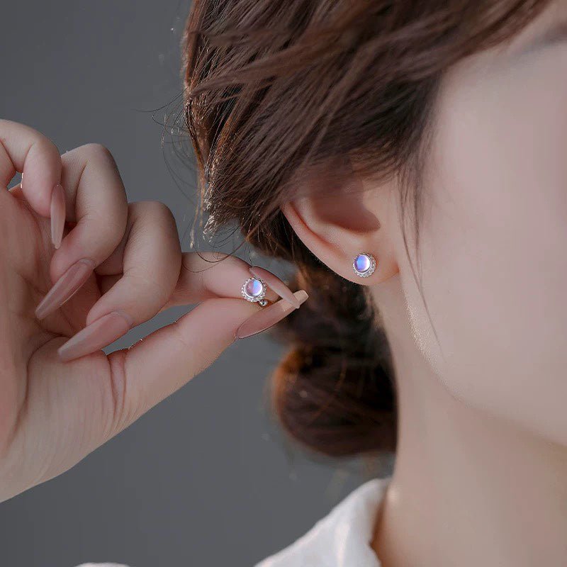 Paire de Boucles d'Oreilles en Argent Sterling 999 avec Pierre de Lune, Style Romantique et Délicat, Idéales pour Soirée et Anniversaire - IVOIRART.COM