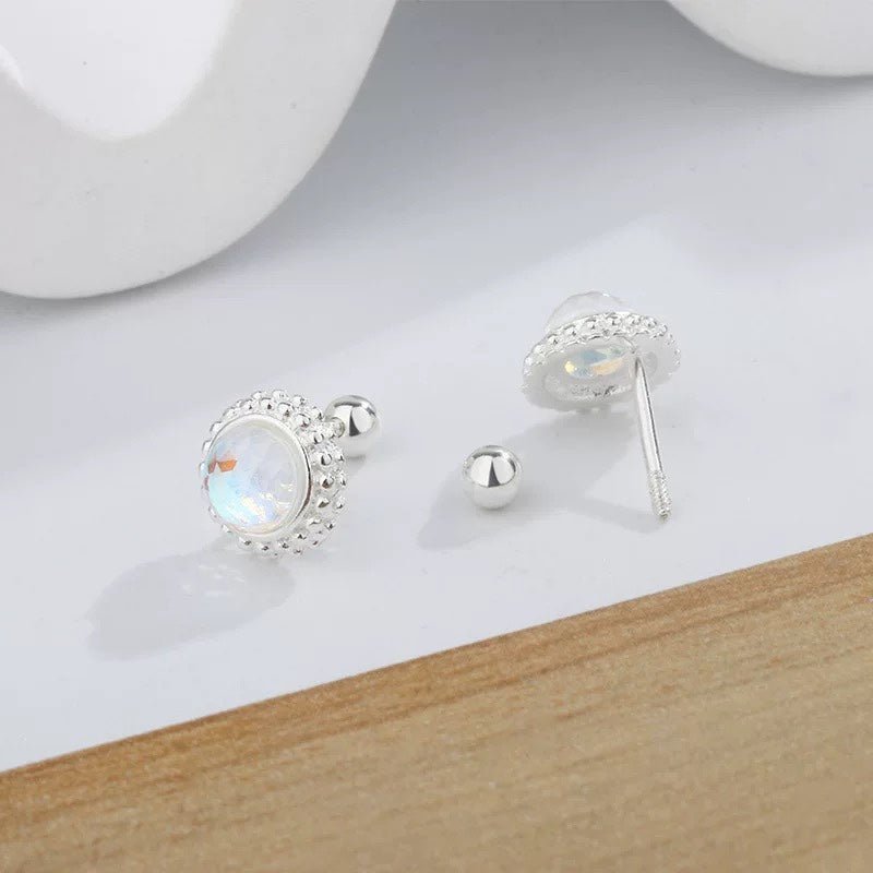 Paire de Boucles d'Oreilles en Argent Sterling 999 avec Pierre de Lune, Style Romantique et Délicat, Idéales pour Soirée et Anniversaire - IVOIRART.COM