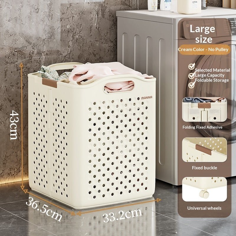 Panier à linge pliant pour maison et salon — rangement pratique en PP moyen blanc - IVOIRART.COM