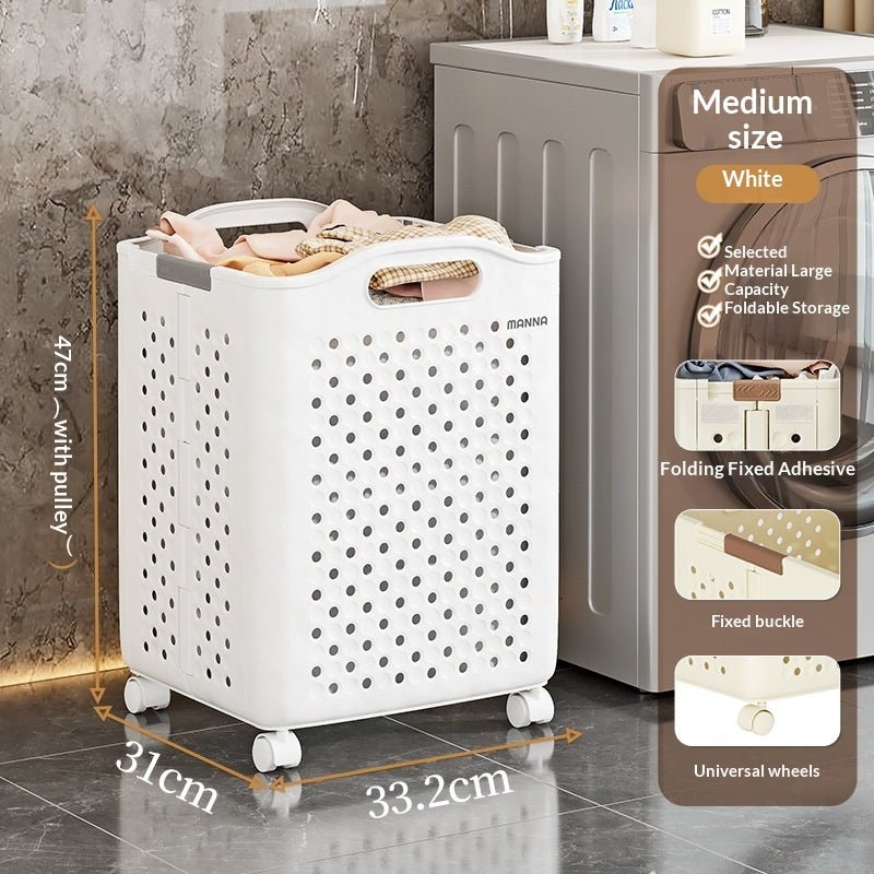 Panier à linge pliant pour maison et salon — rangement pratique en PP moyen blanc - IVOIRART.COM