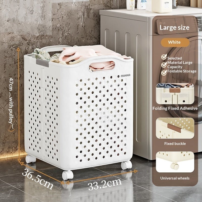 Panier à linge pliant pour maison et salon — rangement pratique en PP moyen blanc - IVOIRART.COM