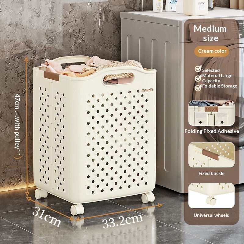 Panier à linge pliant pour maison et salon — rangement pratique en PP moyen blanc - IVOIRART.COM