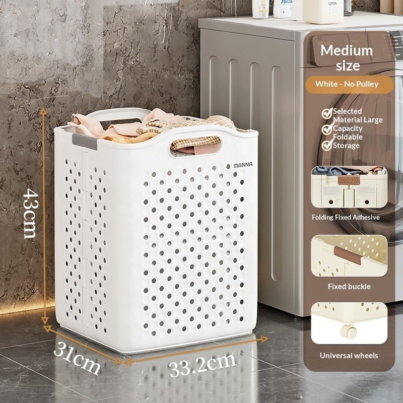 Panier à linge pliant pour maison et salon — rangement pratique en PP moyen blanc - IVOIRART.COM
