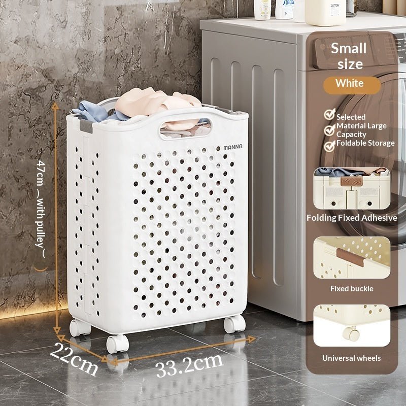 Panier à linge pliant pour maison et salon — rangement pratique en PP moyen blanc - IVOIRART.COM