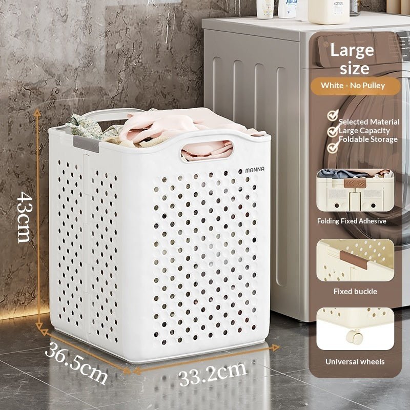 Panier à linge pliant pour maison et salon — rangement pratique en PP moyen blanc - IVOIRART.COM