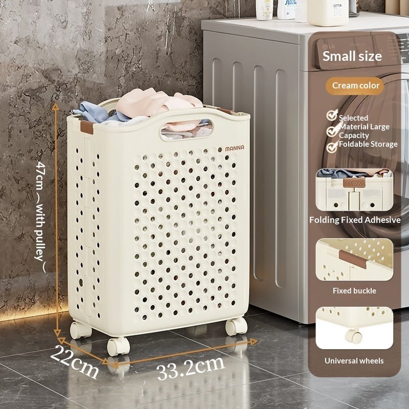 Panier à linge pliant pour maison et salon — rangement pratique en PP moyen blanc - IVOIRART.COM