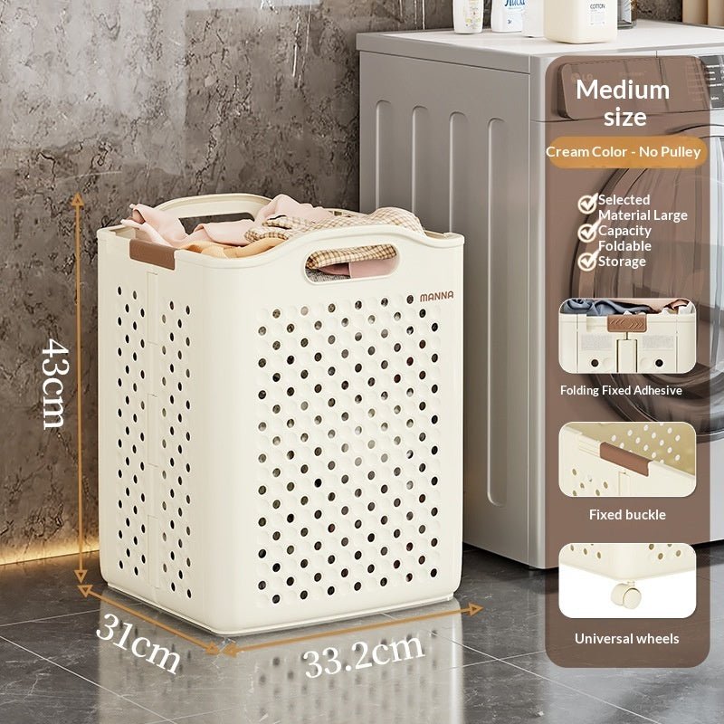 Panier à linge pliant pour maison et salon — rangement pratique en PP moyen blanc - IVOIRART.COM
