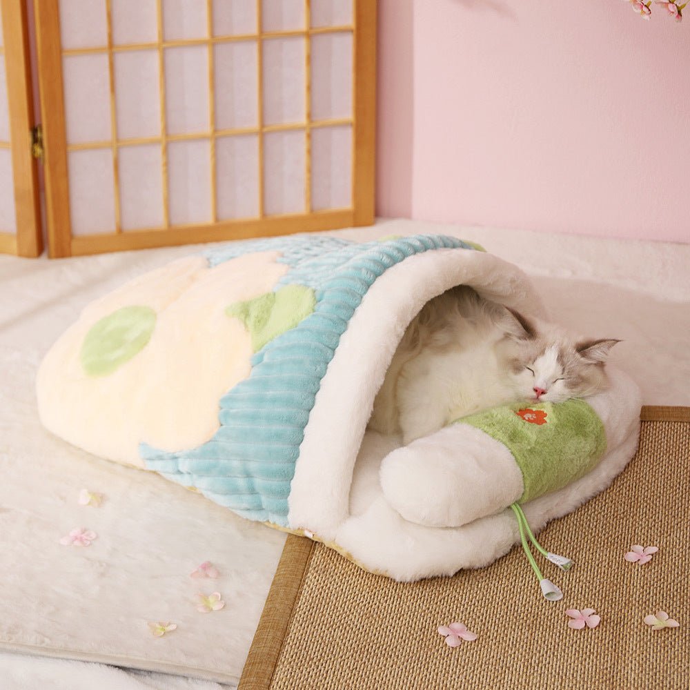 Panier pour chat semi-fermé dinosaure chaleureux épais nid douillet pour animaux! - IVOIRART.COM
