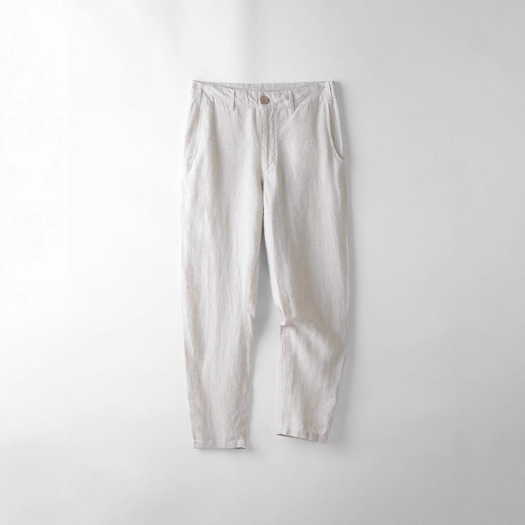 Pantalon décontracté en lin respirant à coupe droite pour homme, confortable - IVOIRART.COM