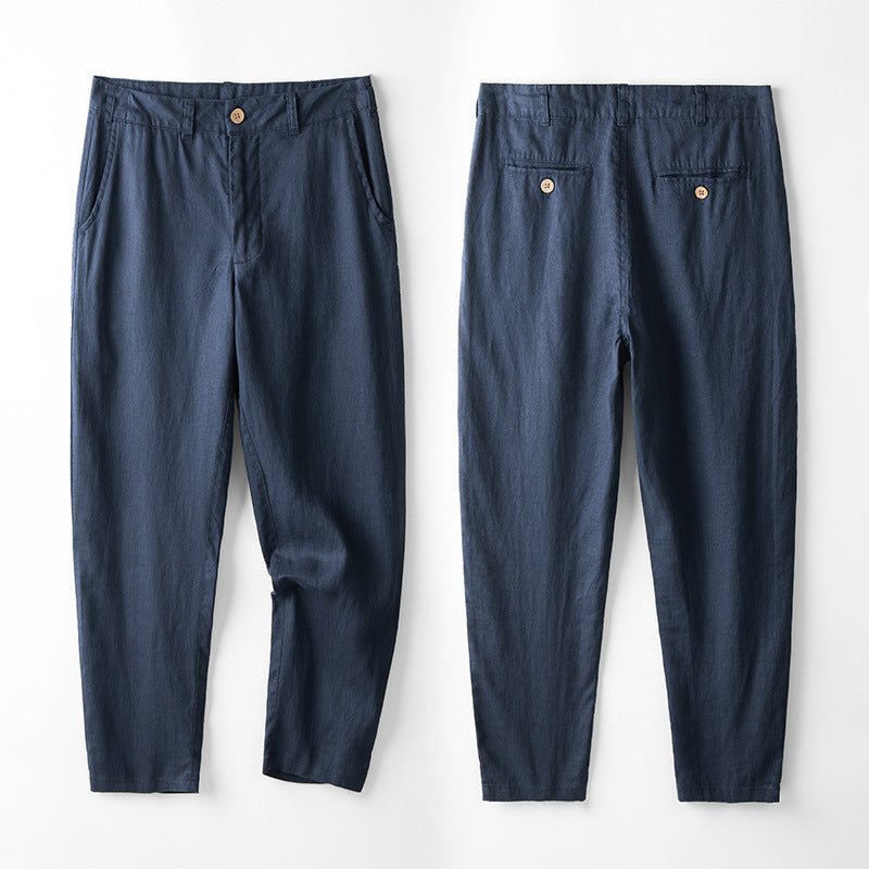 Pantalon décontracté en lin respirant à coupe droite pour homme, confortable - IVOIRART.COM