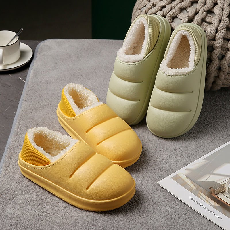 Pantoufles en Coton pour Couple, Chaussures d’Intérieur Hiver Chaudes, Étanches - IVOIRART.COM