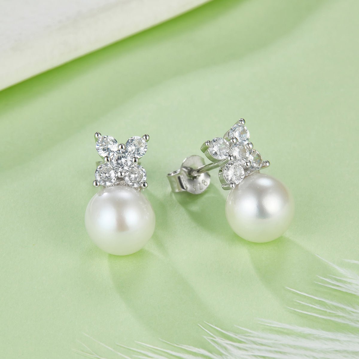 Parure collier boucles d’oreilles en perles naturelles d’eau douce, argent S925 plaqué platine 3,2g, papillon et fleurs - IVOIRART.COM