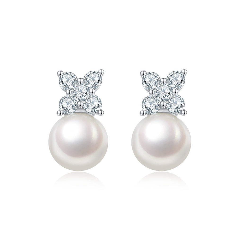 Parure collier boucles d’oreilles en perles naturelles d’eau douce, argent S925 plaqué platine 3,2g, papillon et fleurs - IVOIRART.COM