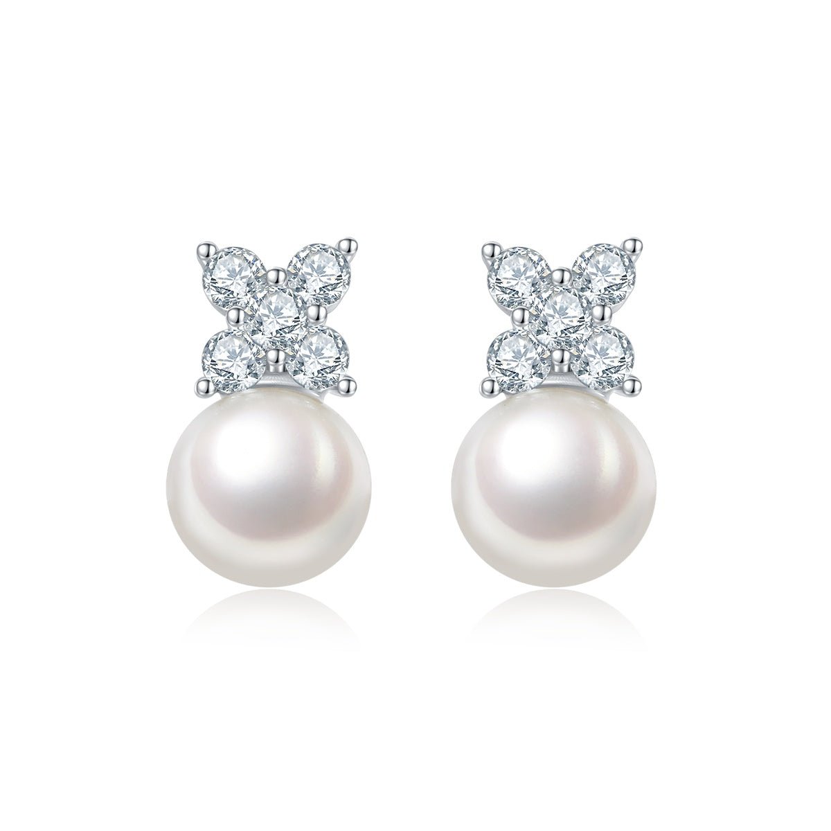 Parure collier boucles d’oreilles en perles naturelles d’eau douce, argent S925 plaqué platine 3,2g, papillon et fleurs - IVOIRART.COM