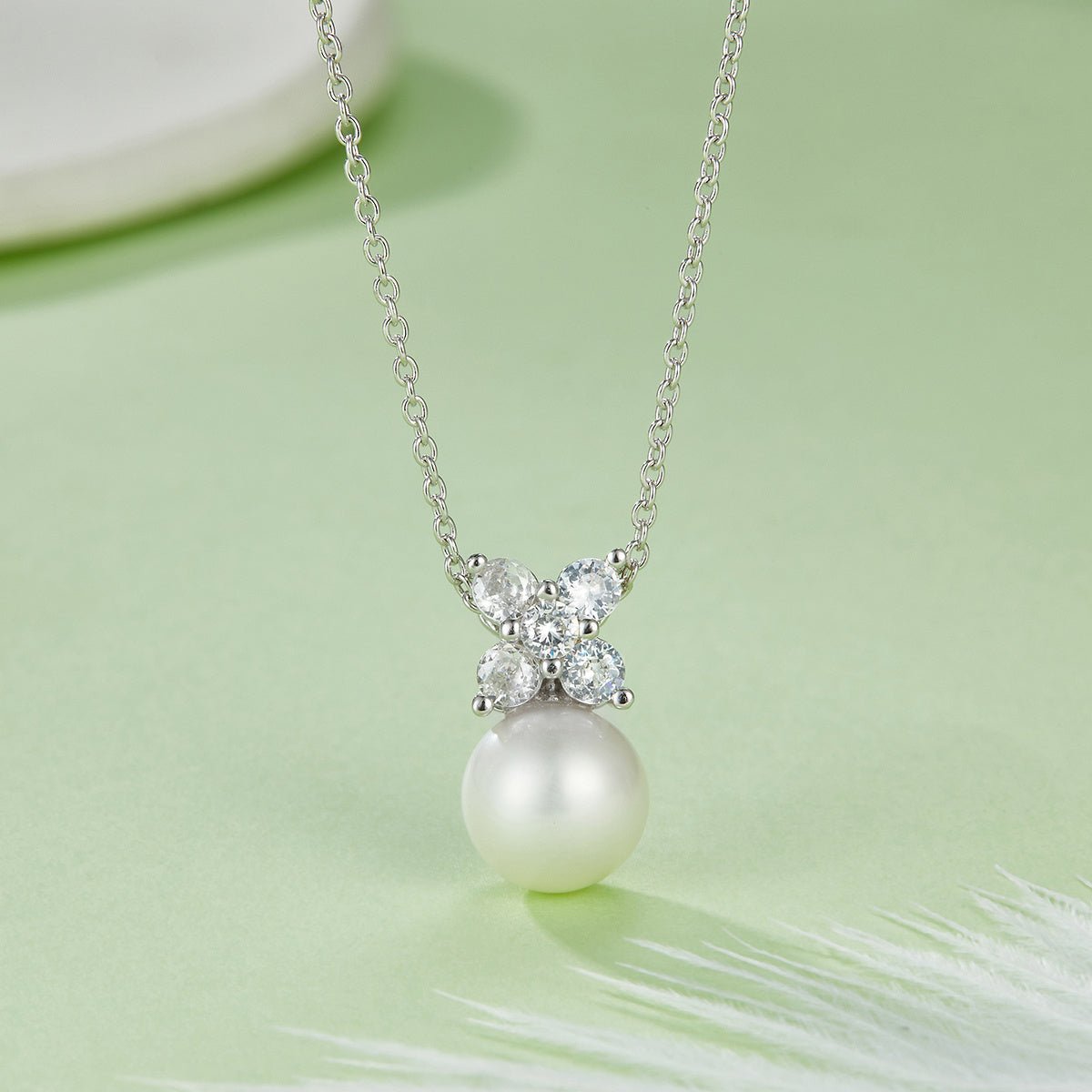 Parure collier boucles d’oreilles en perles naturelles d’eau douce, argent S925 plaqué platine 3,2g, papillon et fleurs - IVOIRART.COM