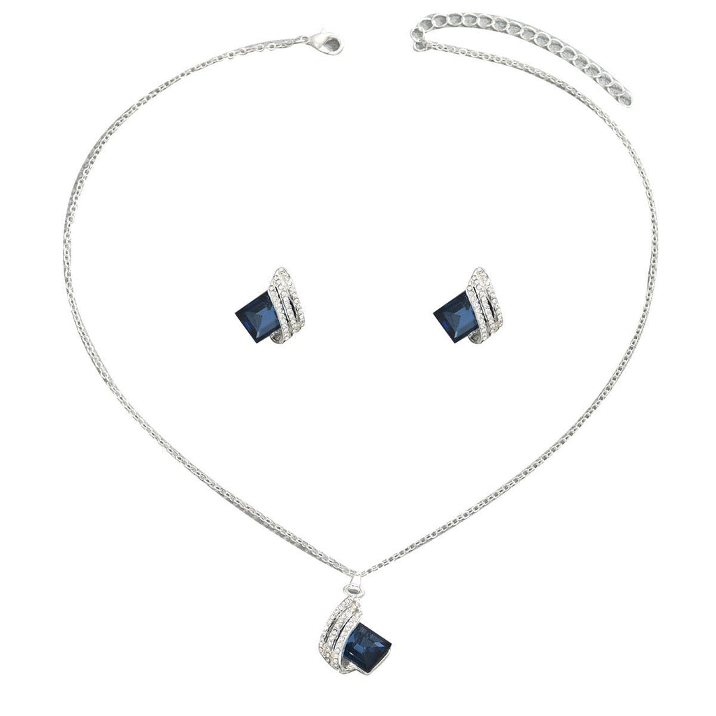 Parure coréenne géométrique cristal pour femme - collier strass et boucles oreilles. - IVOIRART.COM