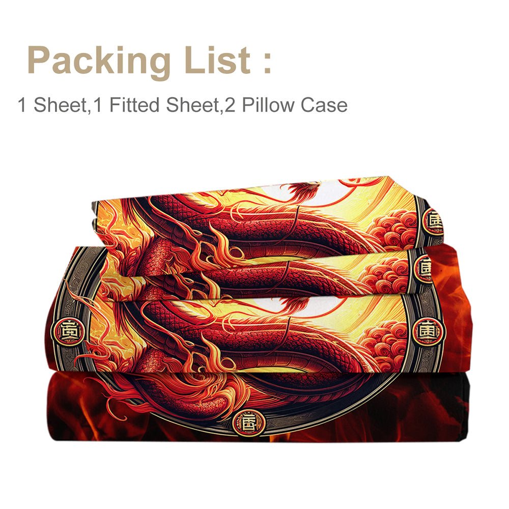 Parure de Draps à Dîner Dragon Rouge 3D pour Enfants Décoration Chambre - IVOIRART.COM