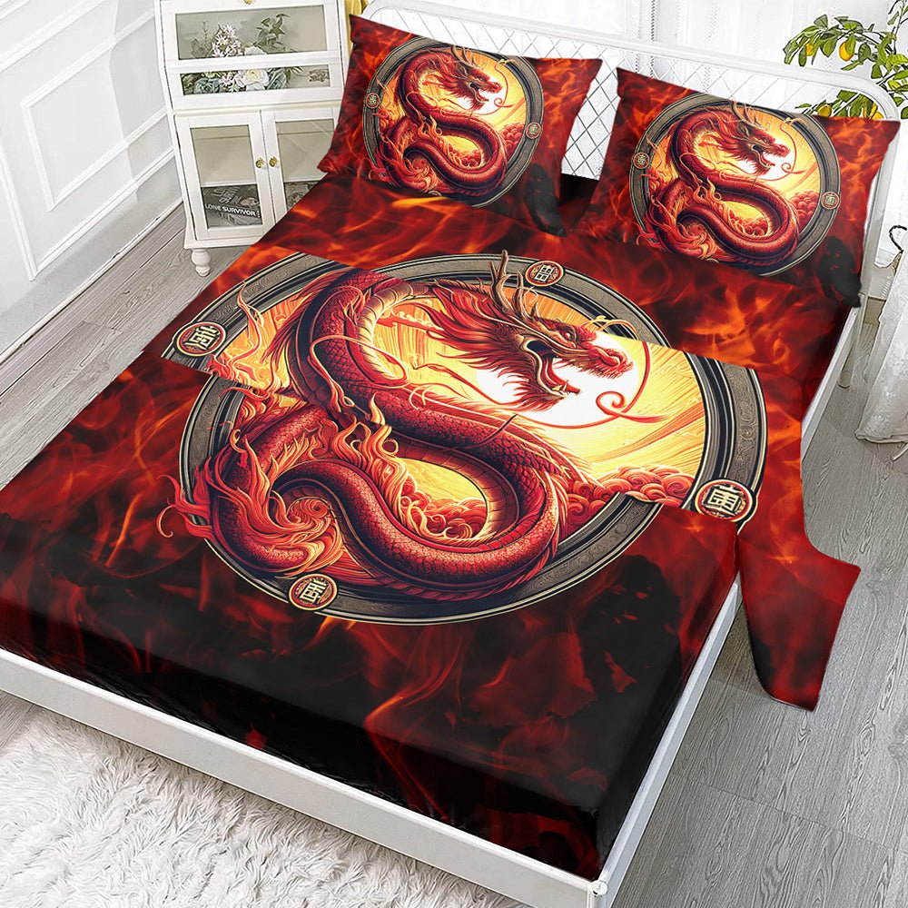 Parure de Draps à Dîner Dragon Rouge 3D pour Enfants Décoration Chambre - IVOIRART.COM