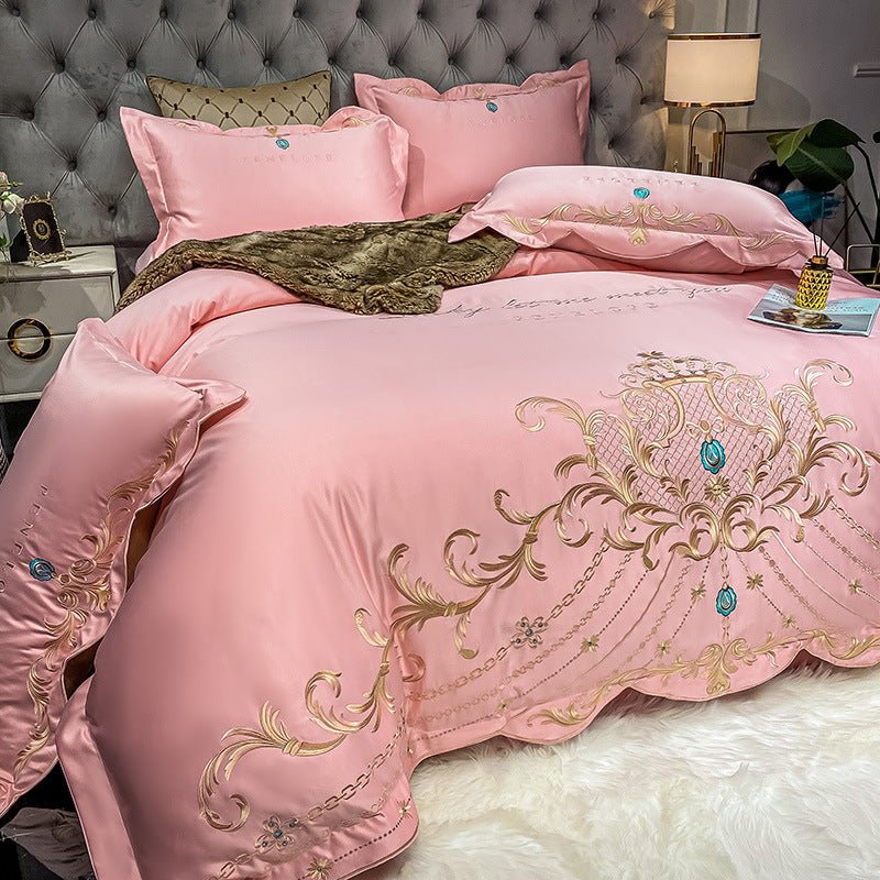 Parure de lit 4 pièces Ice Silk en coton, style jacquard, housse et draps200x230 - IVOIRART.COM