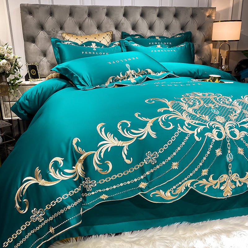 Parure de lit 4 pièces Ice Silk en coton, style jacquard, housse et draps200x230 - IVOIRART.COM