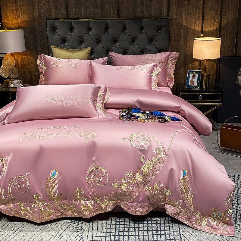 Parure de lit 4 pièces Ice Silk en coton, style jacquard, housse et draps200x230 - IVOIRART.COM